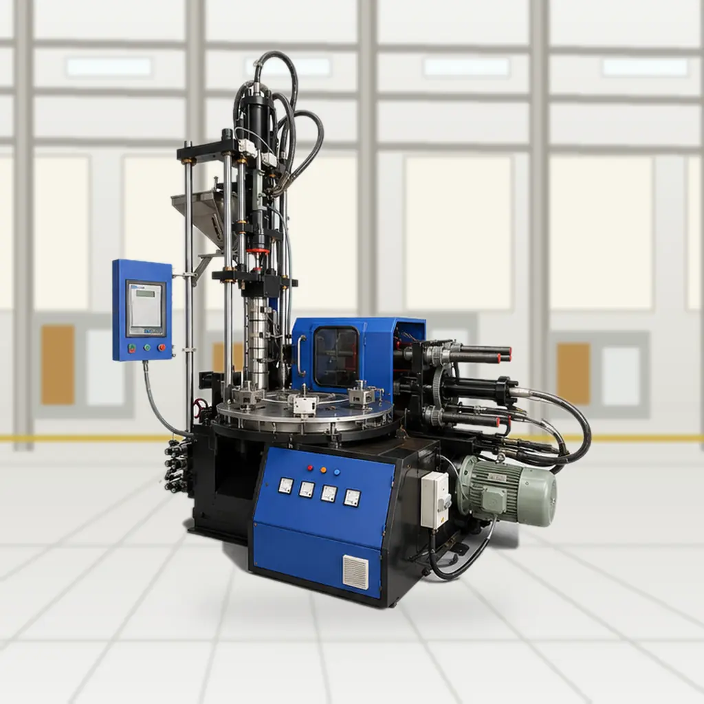 Vertical rotary injection moulding machine
